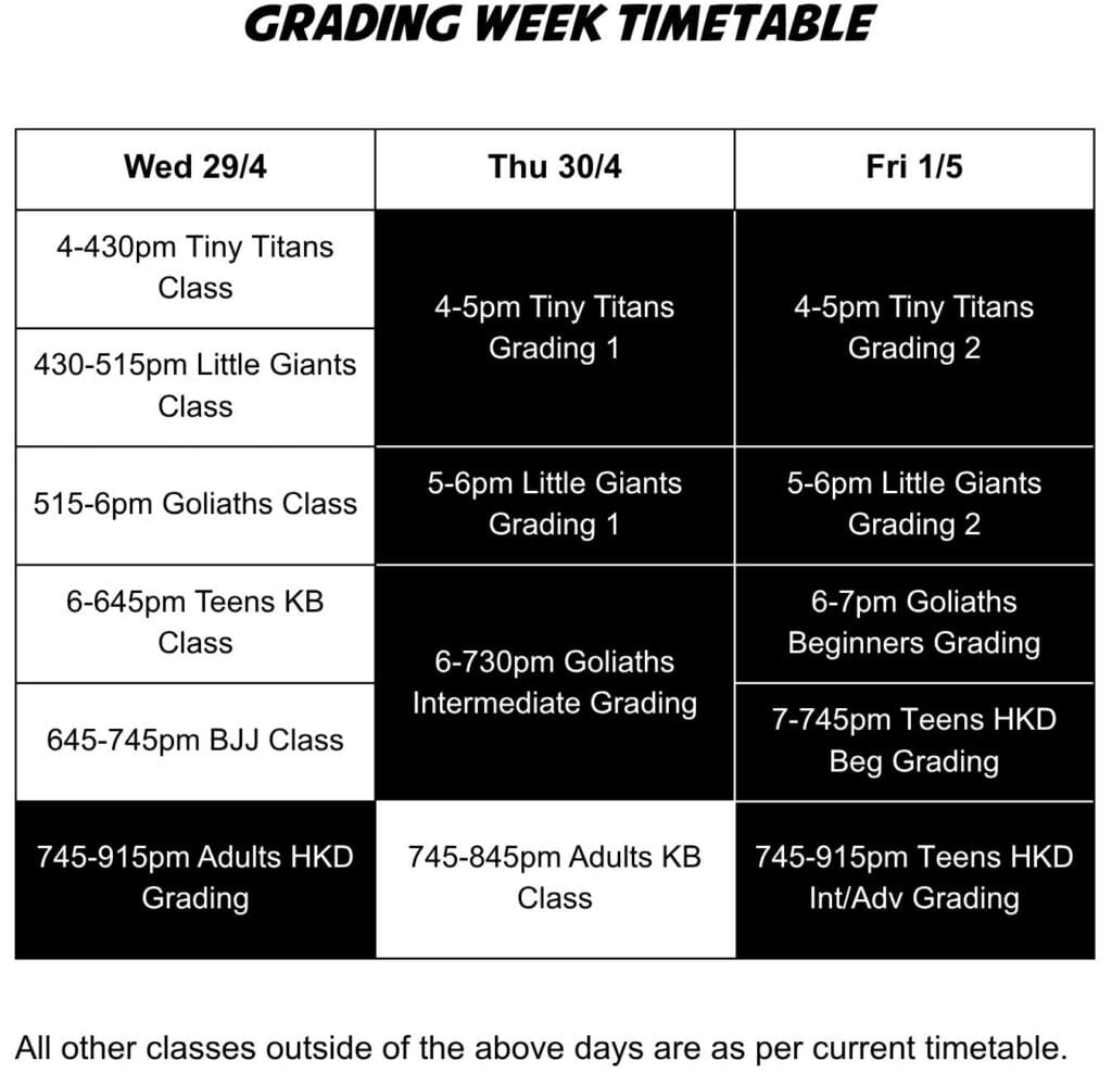 GIANT Hapkido Colour Belt Grading Test Schedule Released